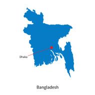 Detailed vector map of Bangladesh and capital city Dhaka