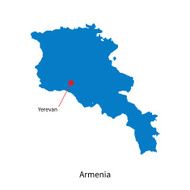 Detailed vector map of Armenia and capital city Yerevan