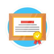 Vector Certificate Flat Round Icon