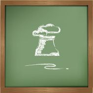 Nuclear drawing on blackboard background vector
