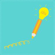 Pencil and shining light bulb Business idea concept