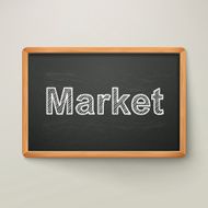 market on blackboard in wooden frame