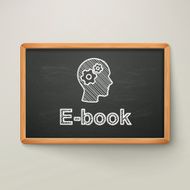 e-book on blackboard in wooden frame