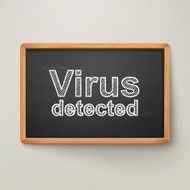 virus detected on blackboard in wooden frame