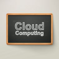 cloud computing on blackboard in wooden frame