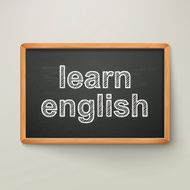 learn english on blackboard in wooden frame