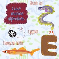Sea very cute Alphabet marine set in vector E letter Electric e N2