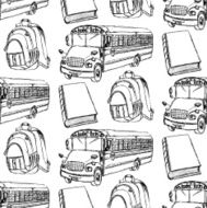 Sketch backpack book and school bus N2