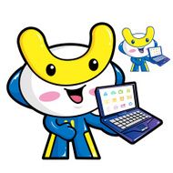 Educational robot is holding a laptop Education and life