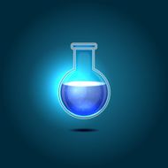 Glass Chemical Flask with Blue Toxic Liquid Vector