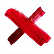 X - Red handwritten letter on white background Acrylic colors N9