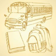 Sketch backpack book and school bus N4