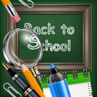 School blackboard and stationery