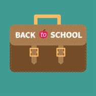 Big brown schoolbag briefcase Flat design style N2