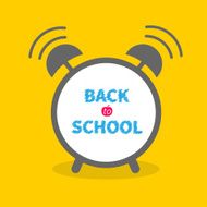 Alarm clock with chalk text Back to school Flat design N2