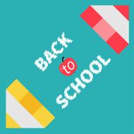 Two pencils frame Back to school card Flat design