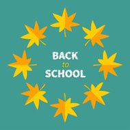 Autumn yellow maple leaf frame Back to school chalk text