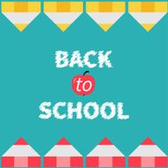 Yellow and red pencil frame Back to school card Flat N2
