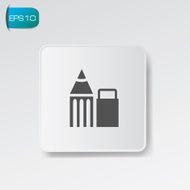 Pen and eraser symbol on white button vector