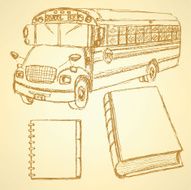 Sketch school bus book and notebook N2
