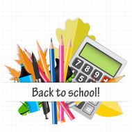 School Theme Background with Different Tools Vector Illustratio