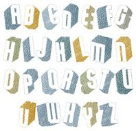 Retro style 3d font with hand drawn lines texture N2