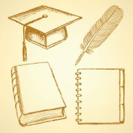 Sketch graduation cap feather notebook and book N2