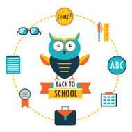 Back to school background Lovely cartoon owl