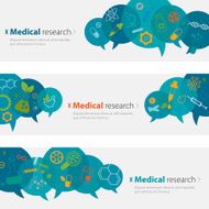 Medical Research Banners And Icon Set