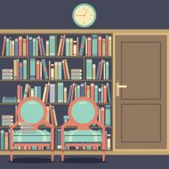 Reading Seat In Front Of A Huge Bookcase N4