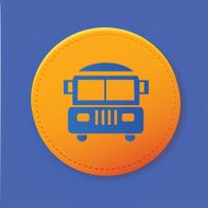 School bus symbol on button vector N2