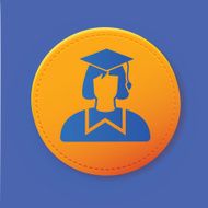 Education symbol on button vector