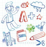 Set of funny school doodles N2