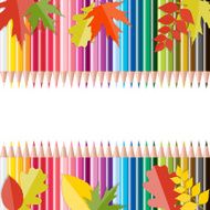 Back to School Background with Leaves and Pencils Vector Illust