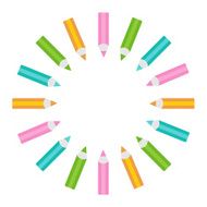 Pencil round frame Isolated Template