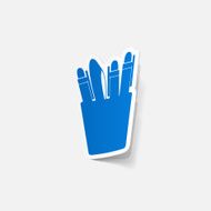 paper sticker set icons pen and pencil N4