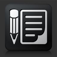Black Square Button with Pencil &amp; Paper Icon