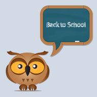 funny owl with school board N2