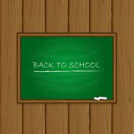 Green chalkboard on wooden background