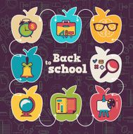 School icon set with apple form N2