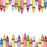 Horizontal seamless background with colorful crayons Vector illustration