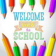 Welcome back to school hand-drawn greeting with color pencils