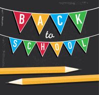 Back to school sale chalkboard and bunting banner sign
