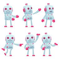 set of robot character in different poses N2