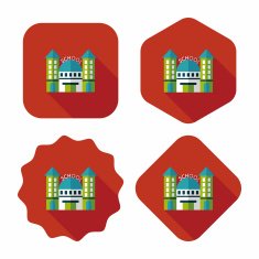 School building flat icon with long shadow eps10 N14