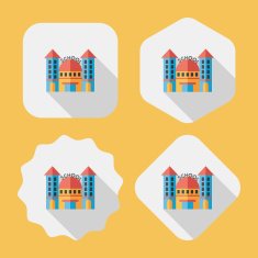 School building flat icon with long shadow eps10 N15