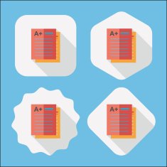 good grade in the notebook flat icon with long shadow N10
