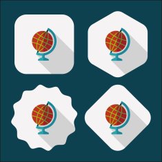 globe flat icon with long shadow eps10 N16