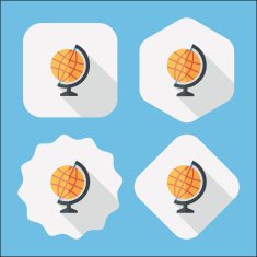 globe flat icon with long shadow eps10 N17