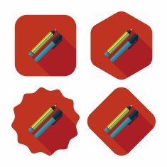 Pencil and pen flat icon with long shadow eps10 N6